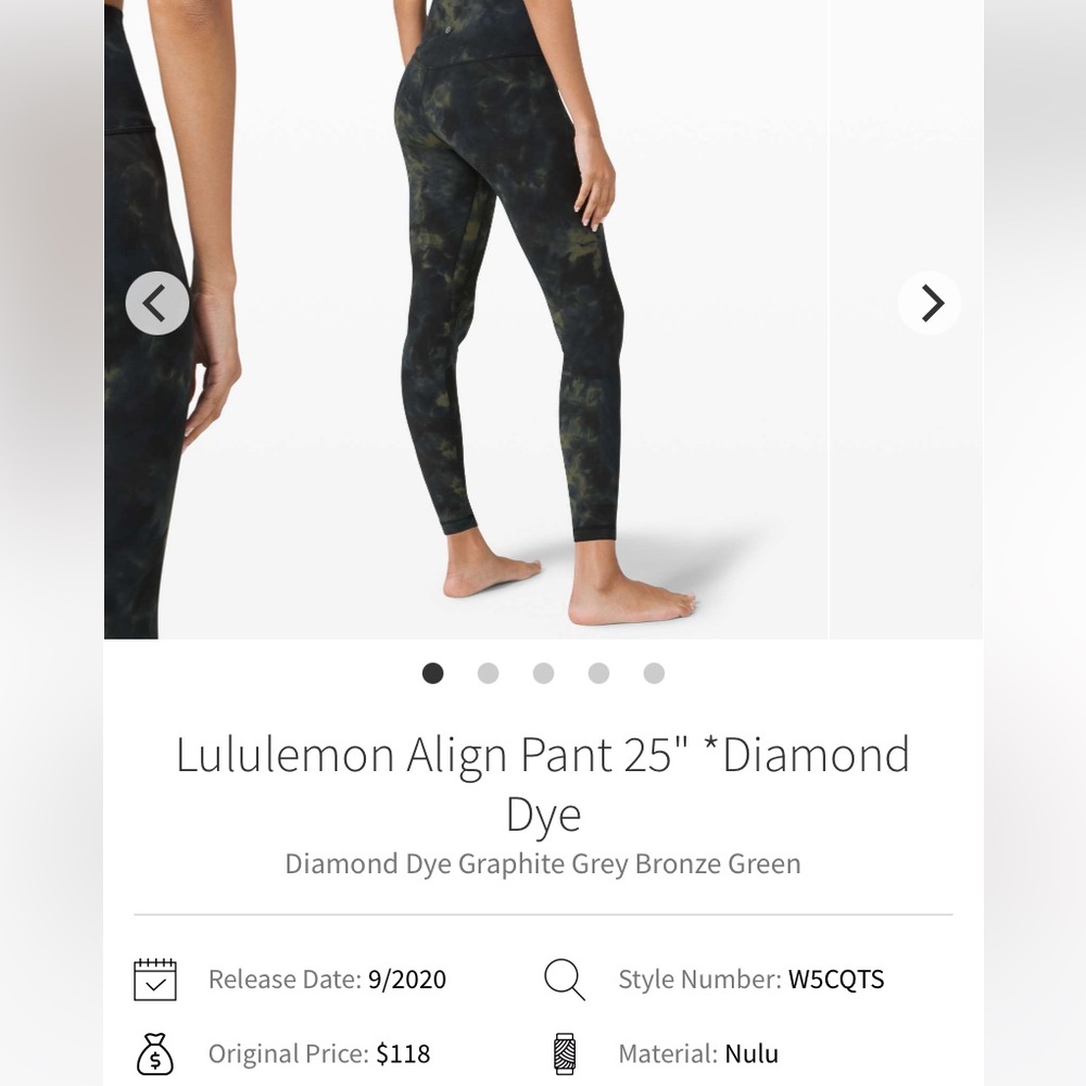 lululemon athletica Align Pant 25" Diamond Dye - Graphite Grey & Bronzed Green